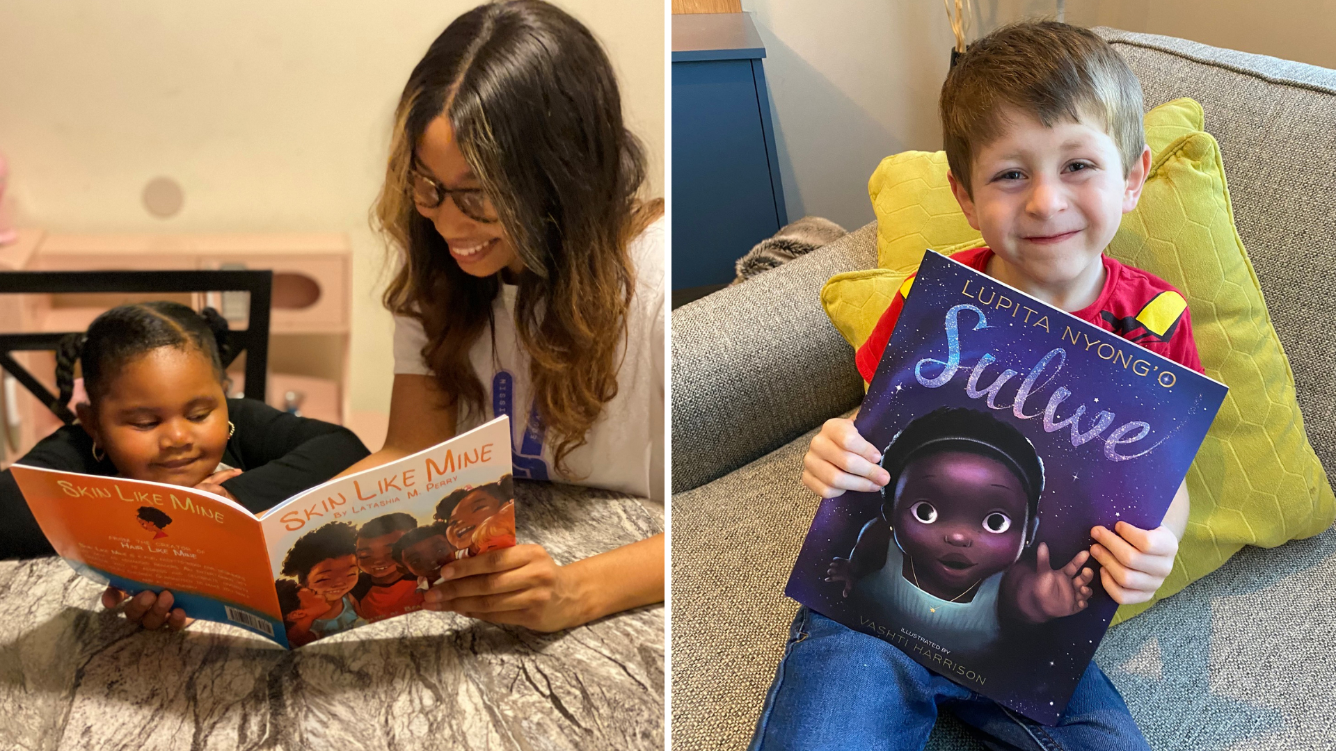 Children reading Looking Glass Books books