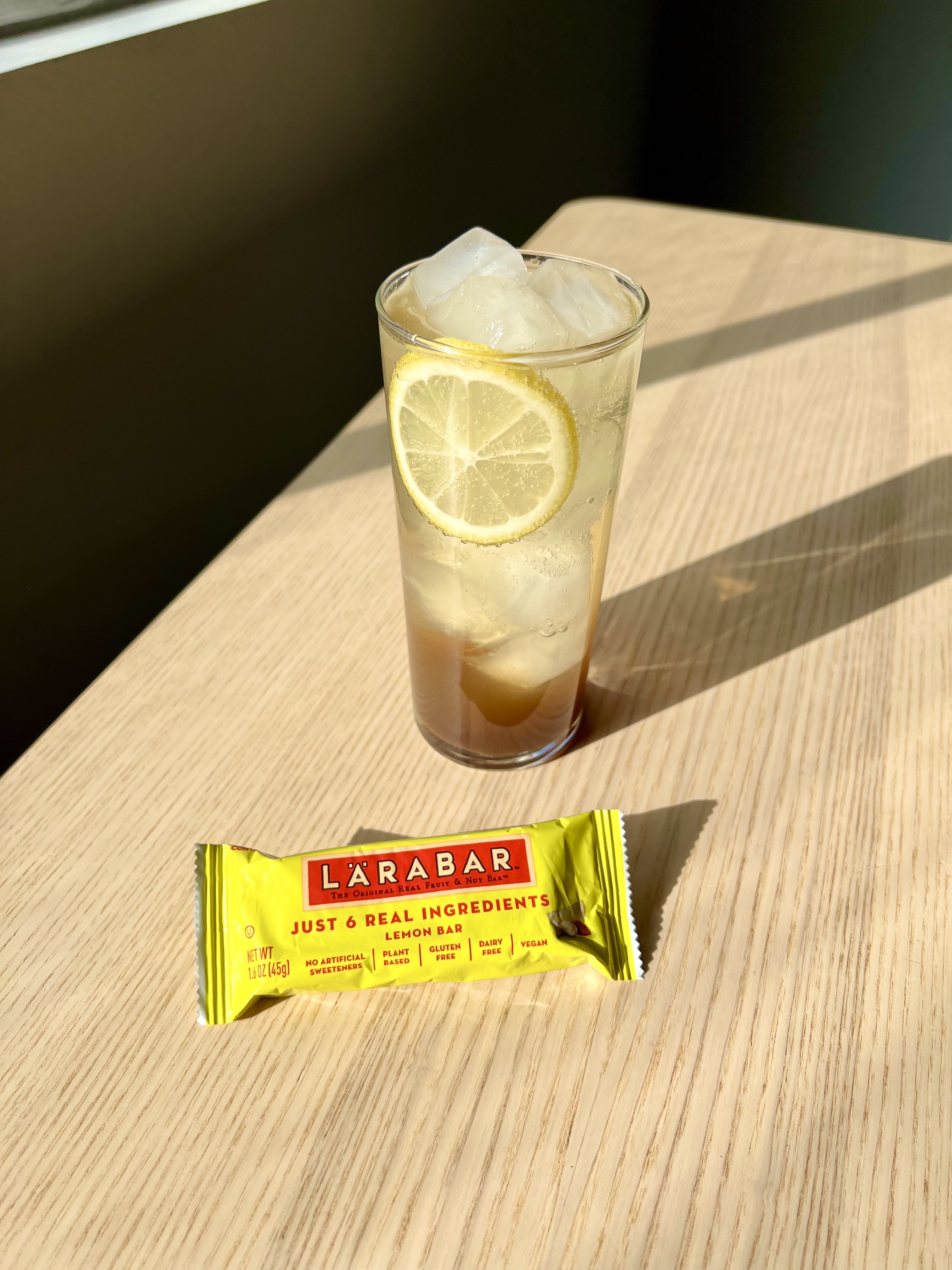 Lemon Larabar drink pairing
