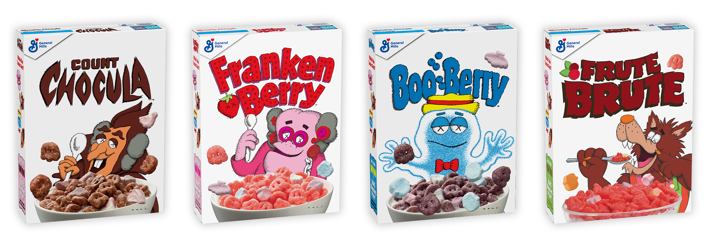 Monsters x Kaws cereal box lineup