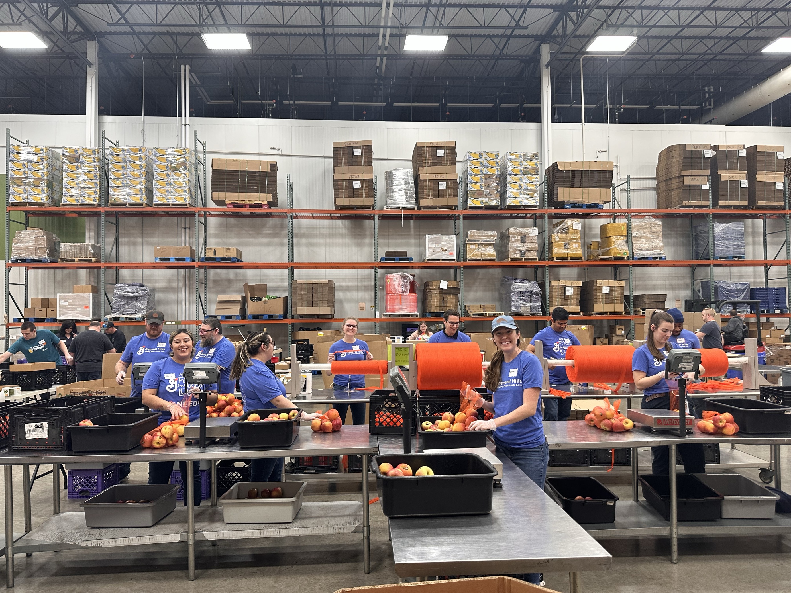 Employees volunteering at the General Mills Geneva Plant