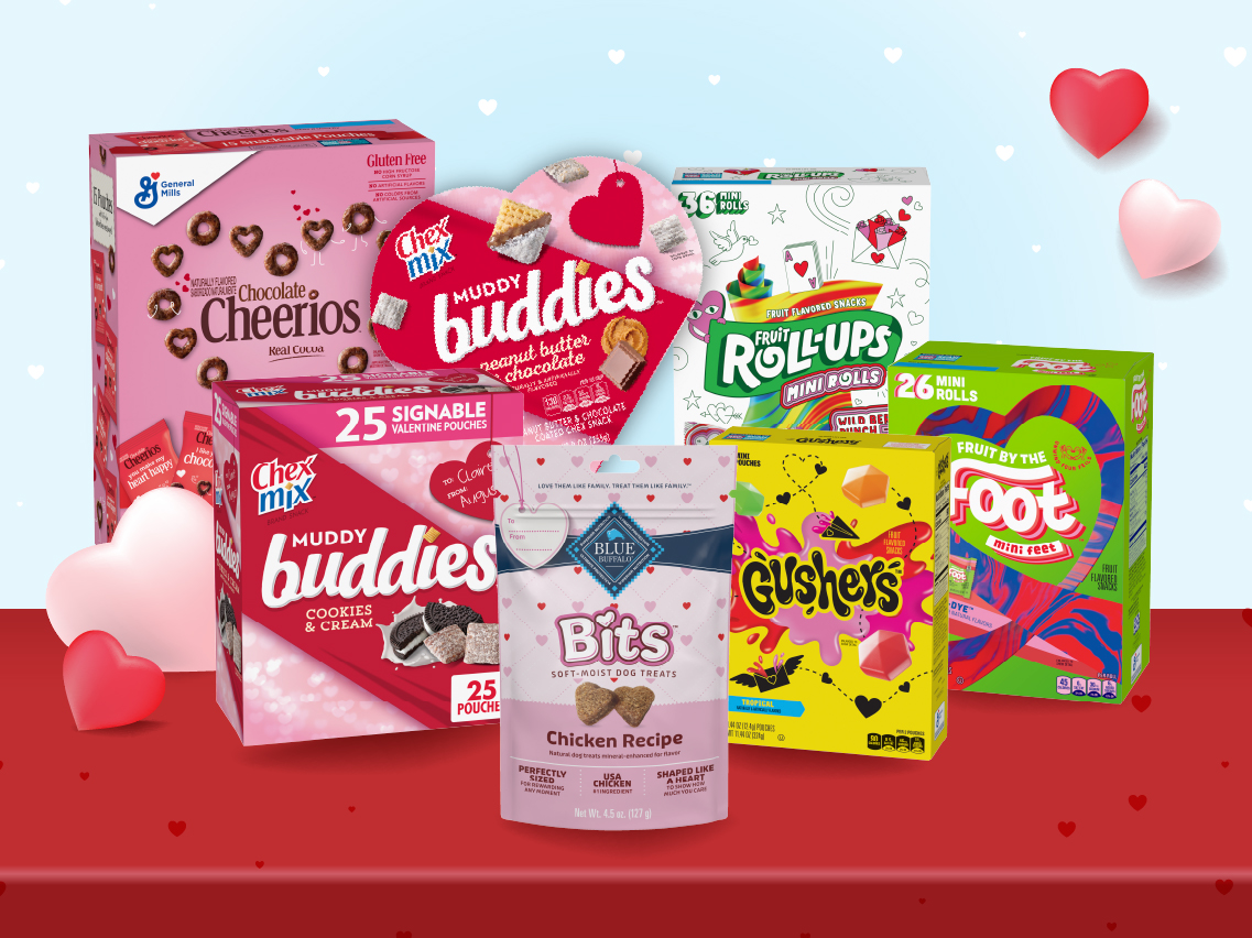 General Mills products including Chocolate Cheerios Mini Packs, Chex Mix Muddy Buddies and more!